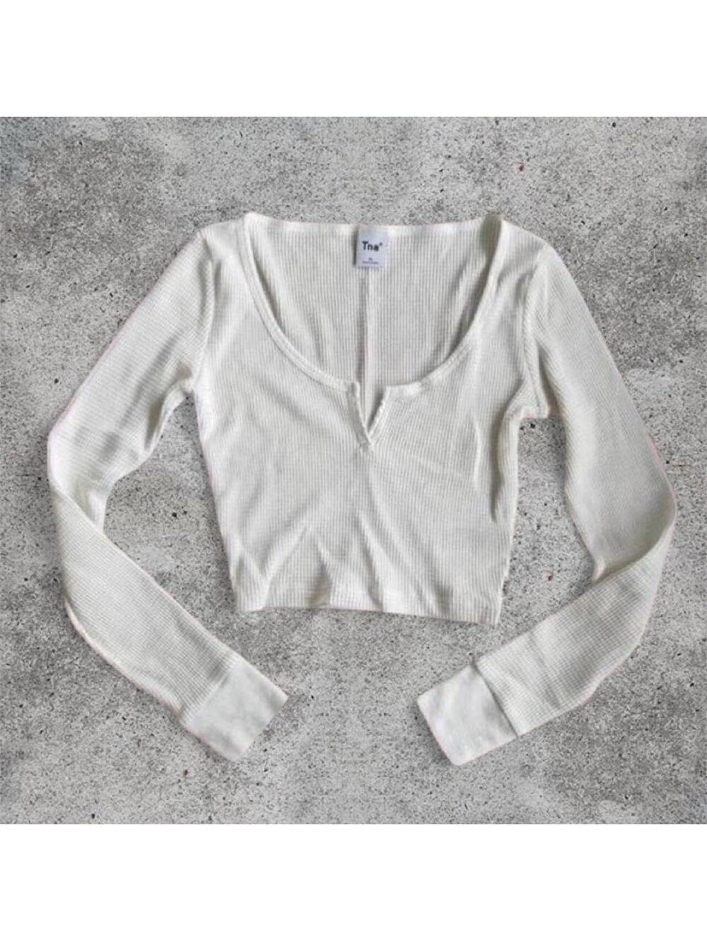 Tna waffle white/cream long sleeve top